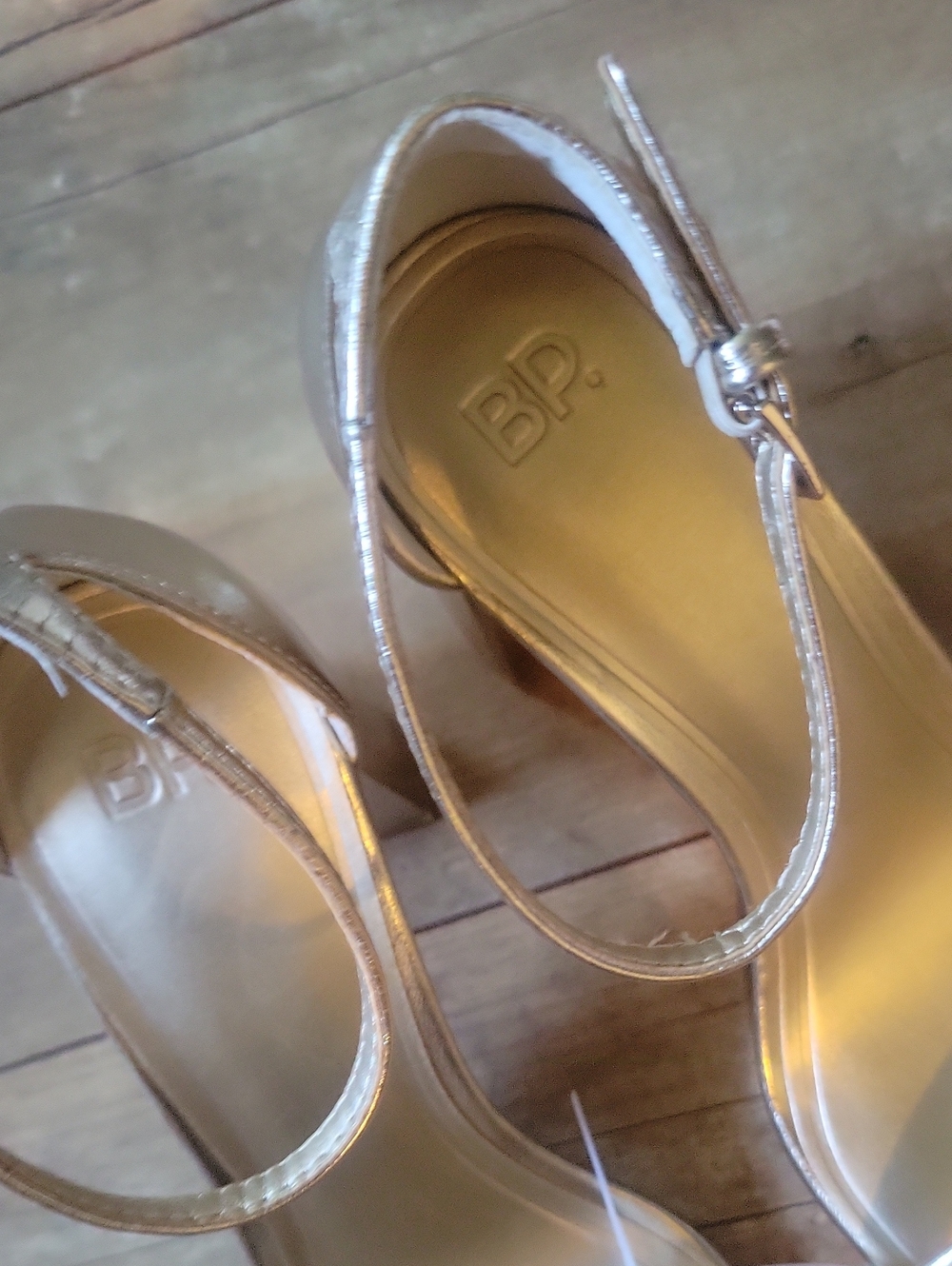 bp Metallic Gold Ankle-Strap Block Heels - Picture 5 of 9